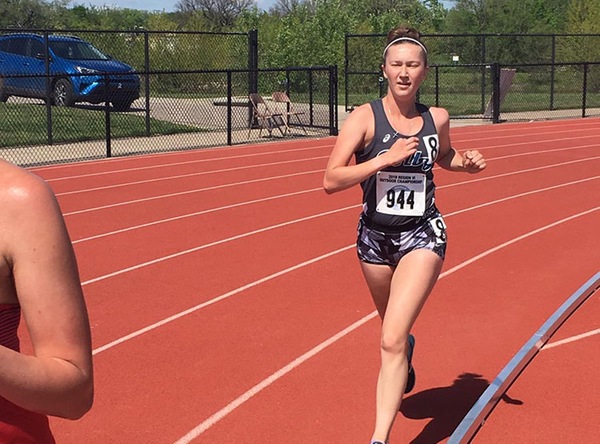 CCC sophomore Emily Westeman runs the 5000m May 3 at the NJCAA Region VI track and field meet in El Dorado, Kan.